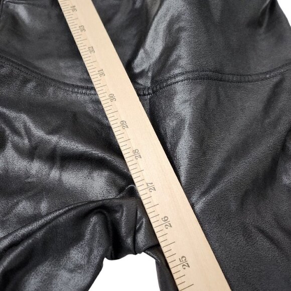 Spanx Leggings Medium Black Faux Vegan Leather Stretch High Rise‎ Full Length - Picture 8 of 8